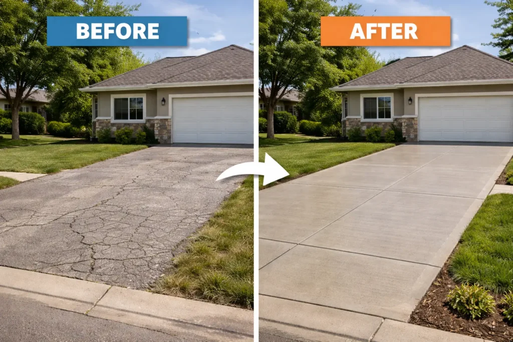 Concrete Driveways Sacramento, CA 2 Case Study From Cracked to Clean — A Concrete Driveway Upgrade in Sacramento